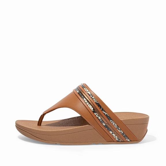 FitFlop Women's OLIVE Leather Faux Toe Post Sandals - Light Brown (DMZOA-7351)
